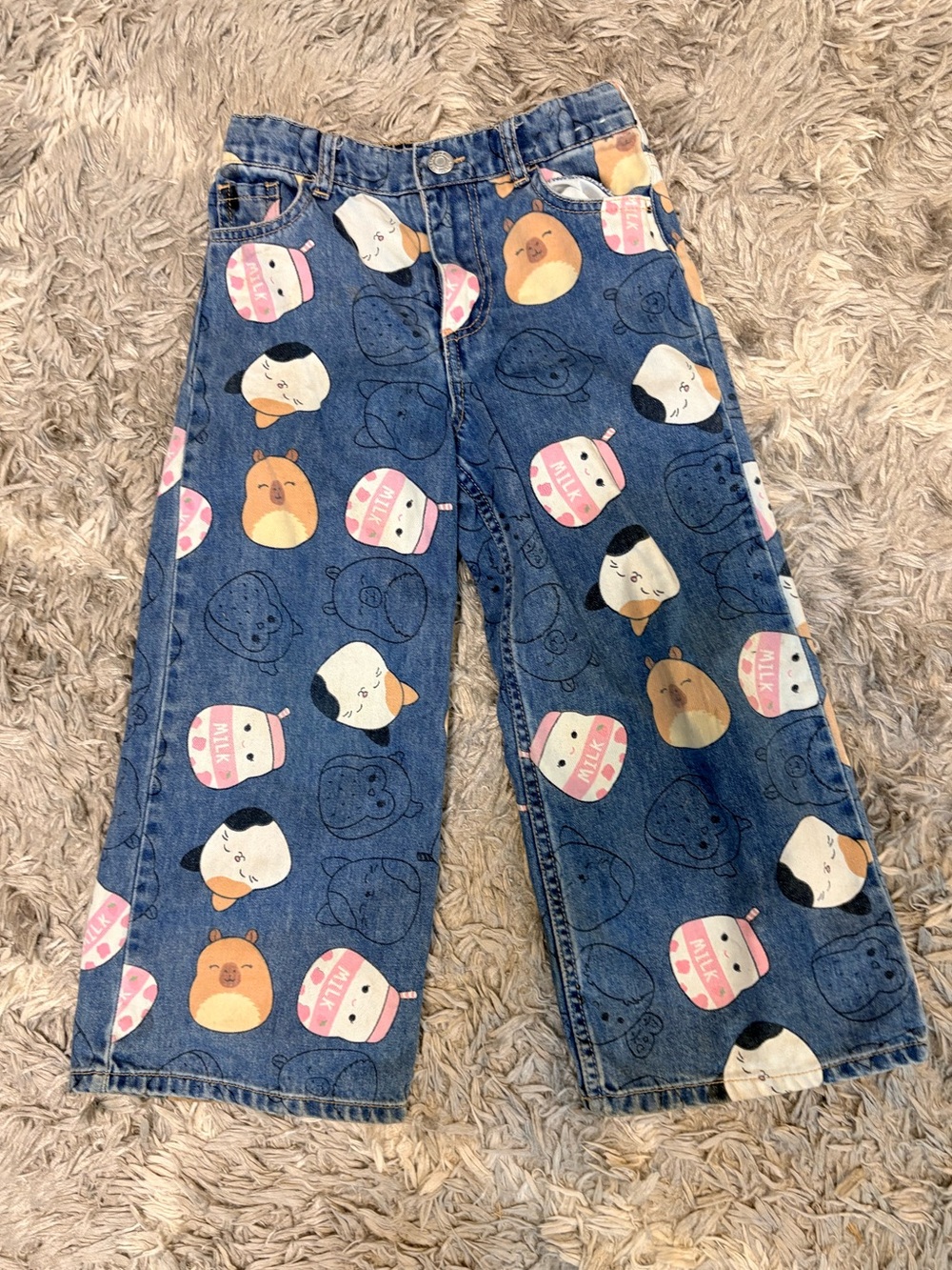 H&M Squishmallows Printed Wide Leg Denim Jeans